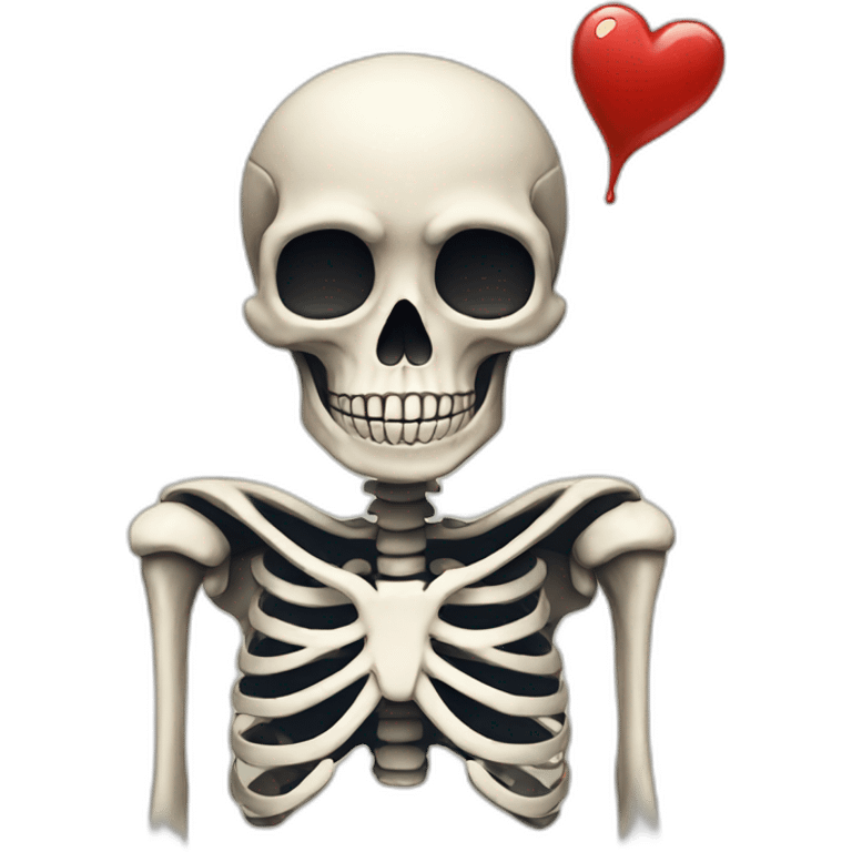 skeleton with heart emoji