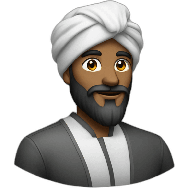 homme noir avec une très longue barbe noir et un turban à carreaux blancs emoji