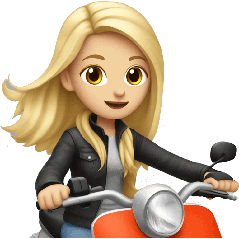 Blonde girl riding moped with grey cat emoji