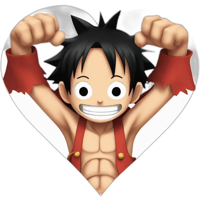 monkey d luffy forming a heart with his long arms emoji