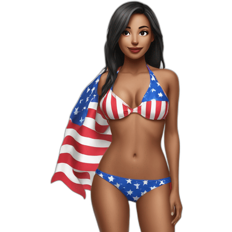 Sexy girl wearing only American flag bikini poster emoji