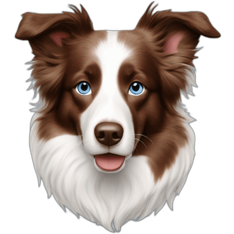 White brownish spotted red merle border collie with blue eyes emoji