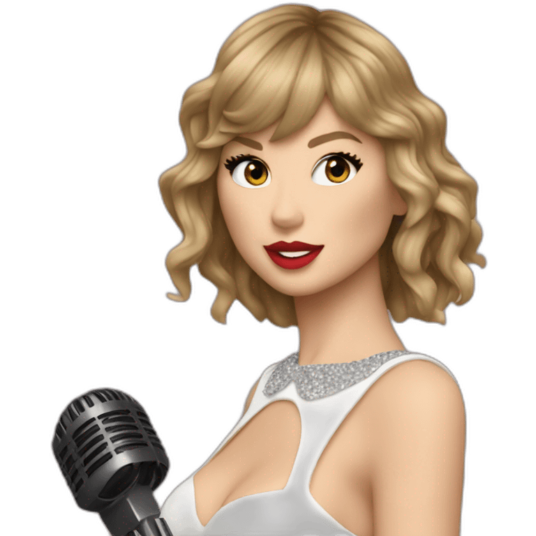 Taylor Swift chante avec un micro emoji