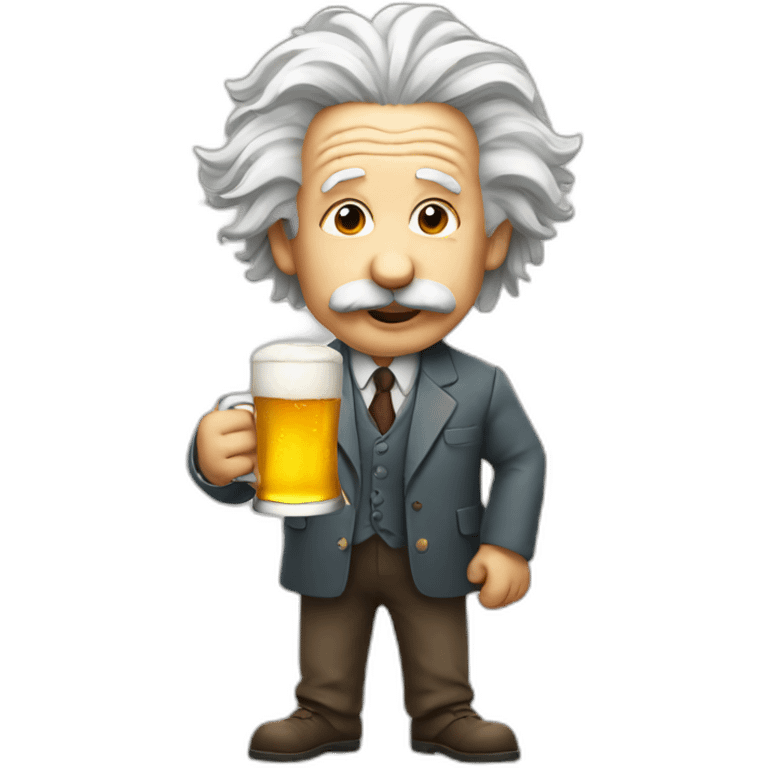 Einstein drinking a beer emoji