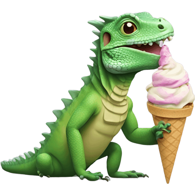 iguana eating ice cream emoji