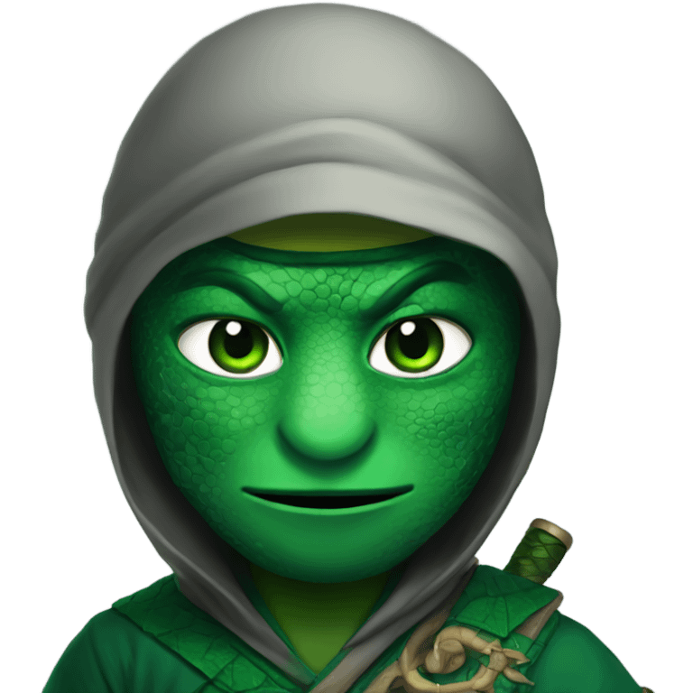 Lizard ninja with emerald eyes emoji