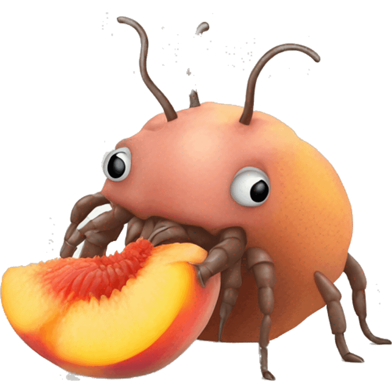 Dust mite licking a peach emoji