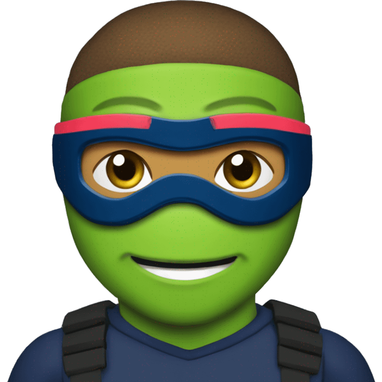 kylian mbappe as a teenage mutant ninja turtle, psg colour eyemask emoji