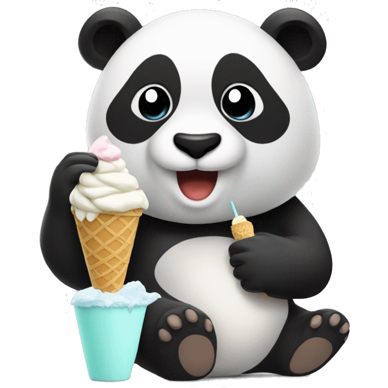 Panda eating ice cream emoji