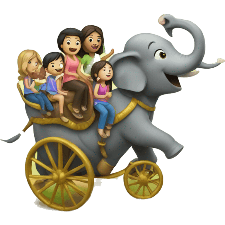 family riding elephant emoji