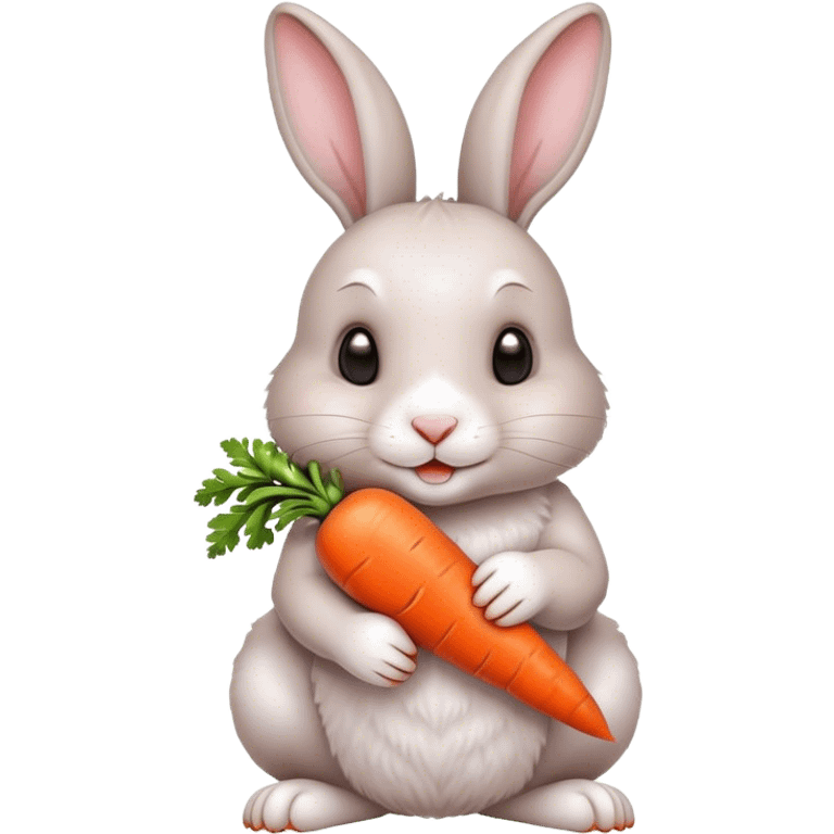 adorable rabbit with carrots emoji