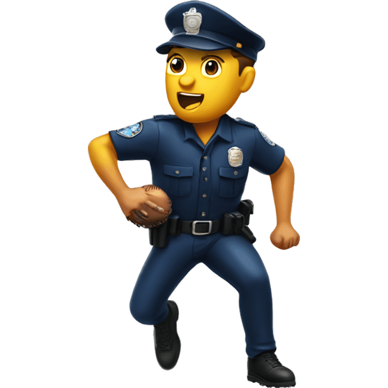 A policeman throwing a baseball emoji