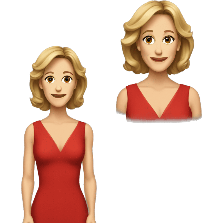 Felicity Huffman in red dress emoji