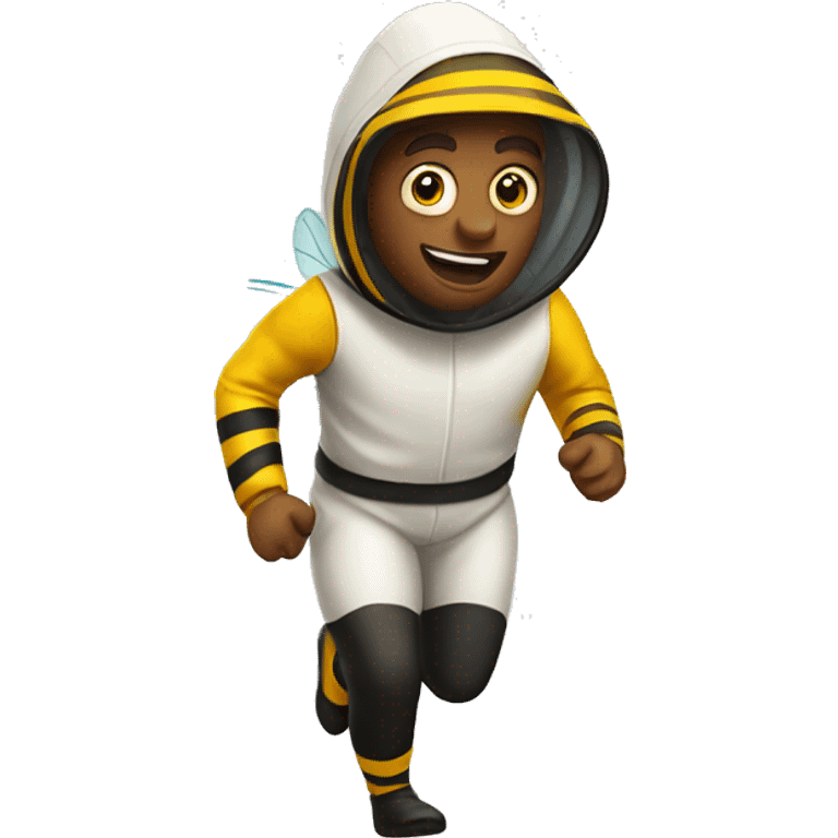 a man in a bee keeper suit running emoji