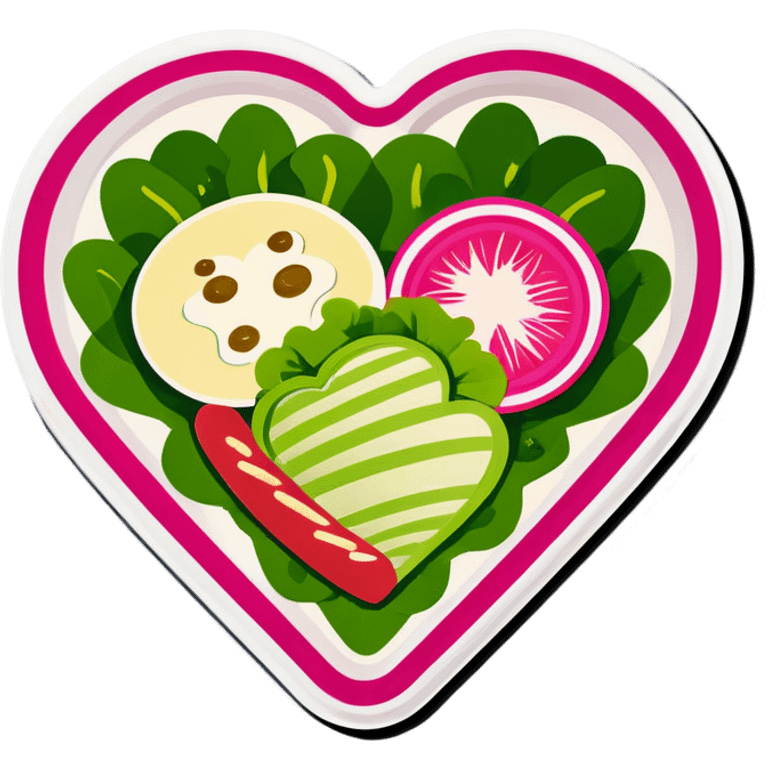 green salad in a pink heart shaped plate   emoji