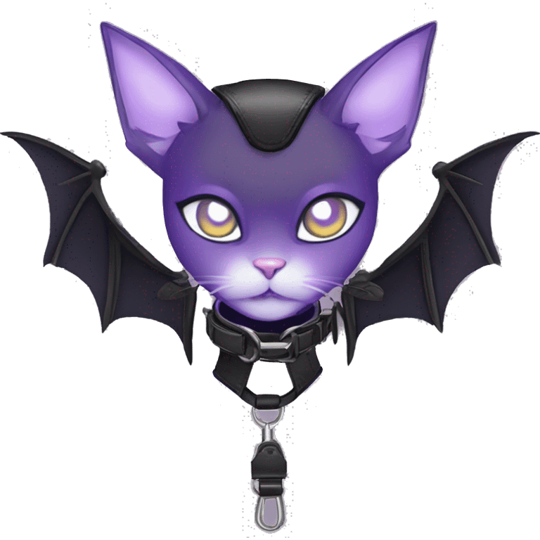 Anthro cool cute edgy pretty black techwear grey Purple ethereal fantasy nargacuga-bat-cat-Fakemon collar harness leather pouch emoji