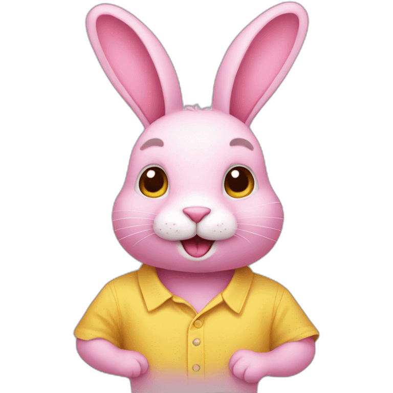 Pink rabbit wearing yellow shirt emoji