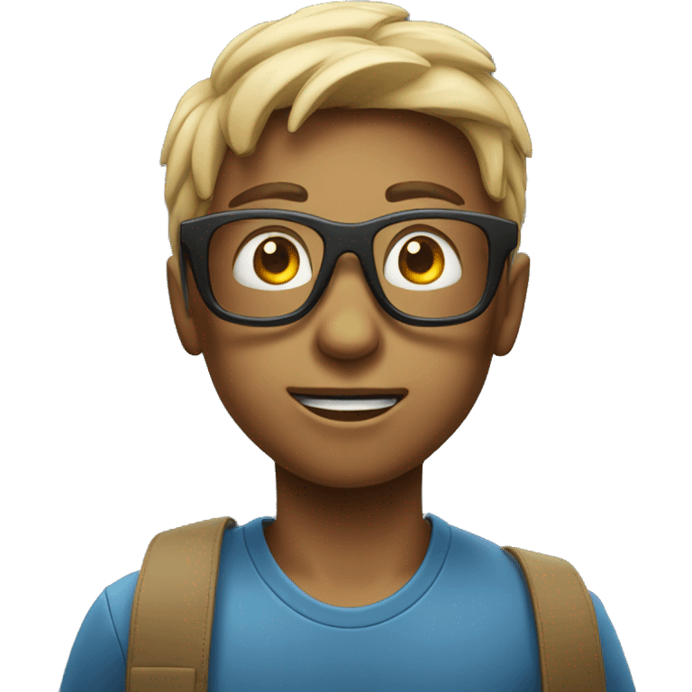 Boy Watching movie wearing 3d glasses emoji