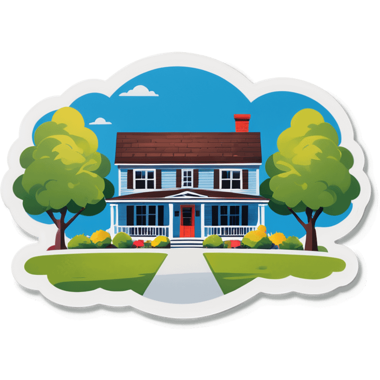 A man looks at two opposite houses with nice front yards emoji