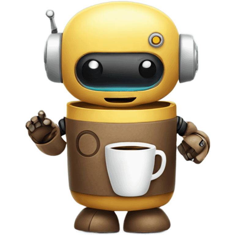 cute robot with a cup of coffee emoji