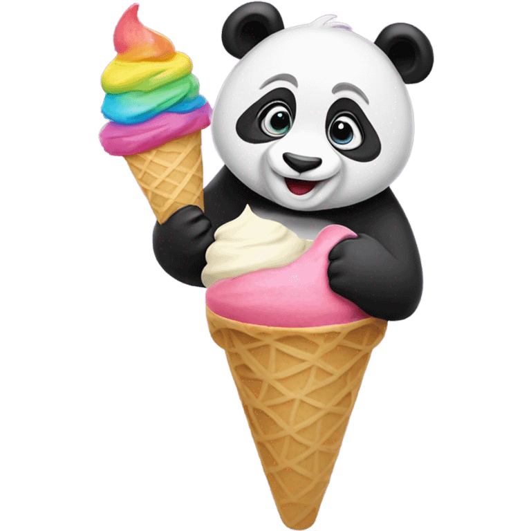 Panda eating ice cream emoji