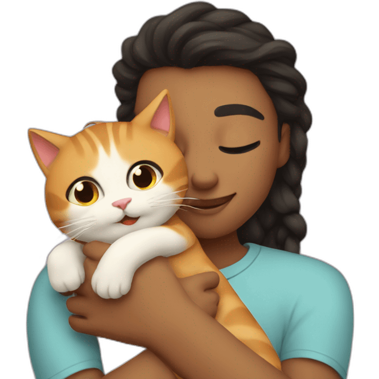 cat cuddles human emoji