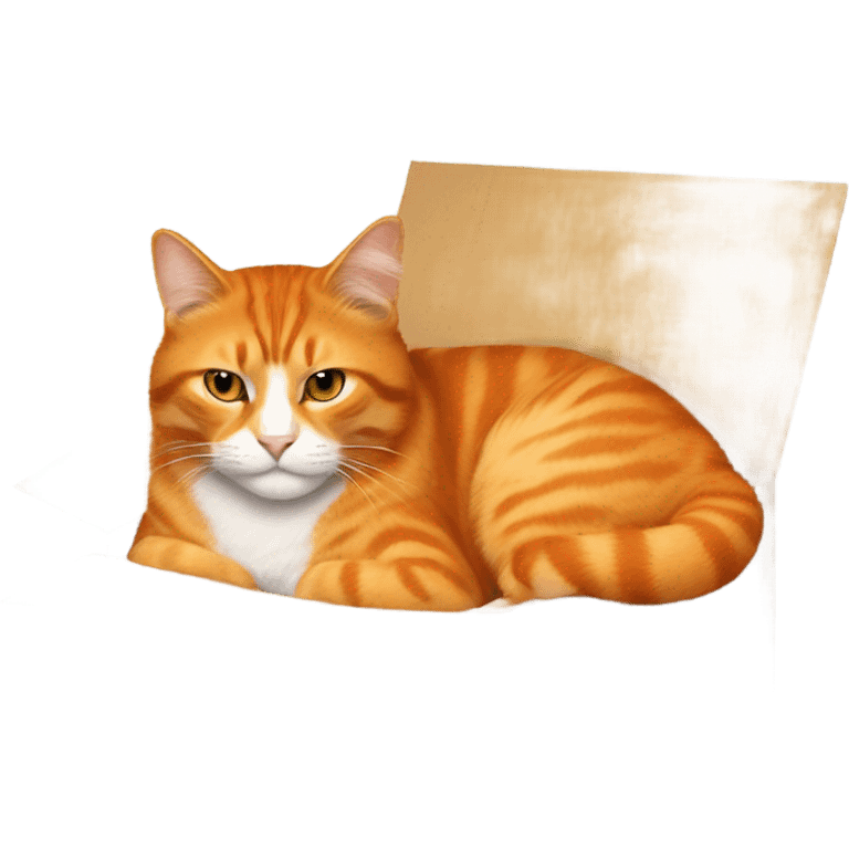 All orange cat in a big cardboard box emoji