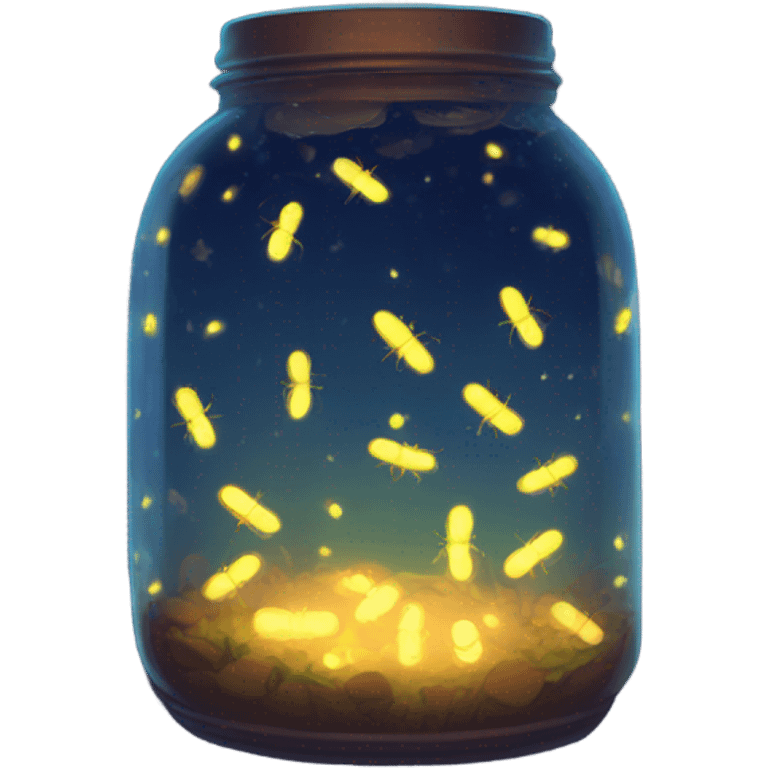 glowing jar filled with glowing fireflies studio ghibli style  emoji