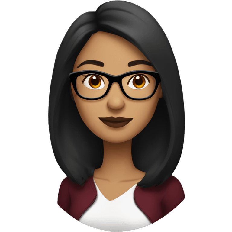 Latina women with burgundy and black hair and glasses emoji