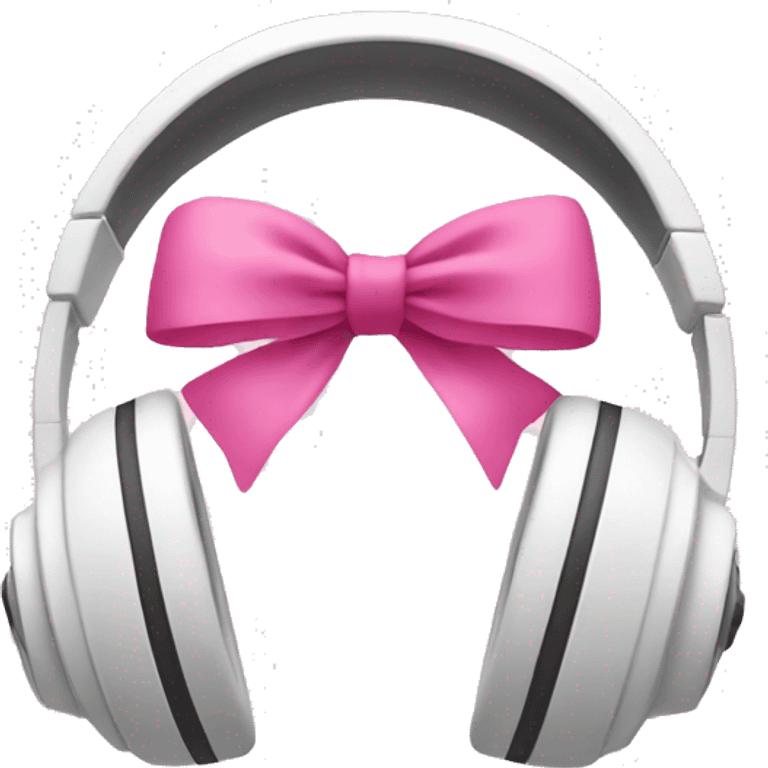 white headphone with two pink bows emoji