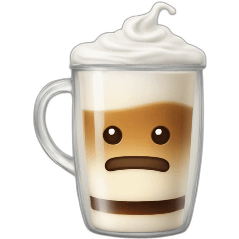 coffee with half steamed milk in glass mug emoji