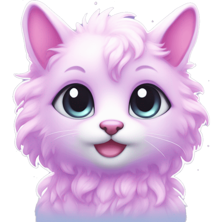 Kawaii cute gorgeous colorful sparkly bright light pastel lilac-pink-white-gradient fantasy ethereal fursona animal creature emoji