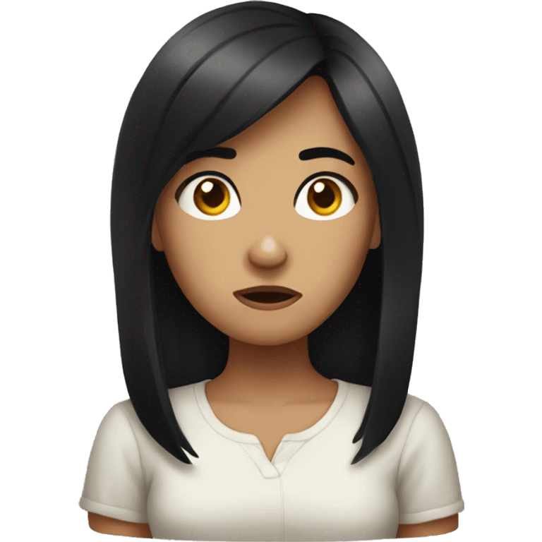 confused girl with black hair emoji