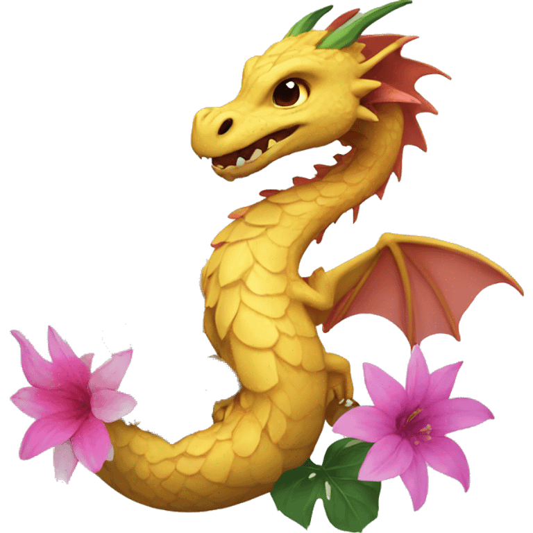 Dragon and flower emoji