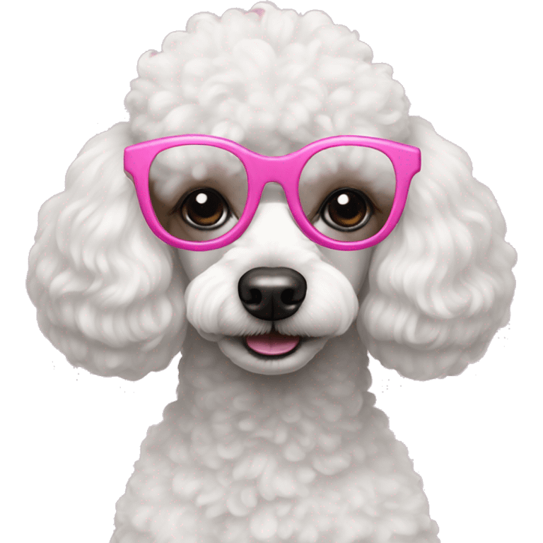 Poodle with pink glasses emoji