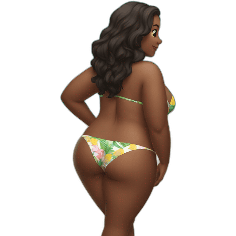 one curvy girl in bikini from behind emoji