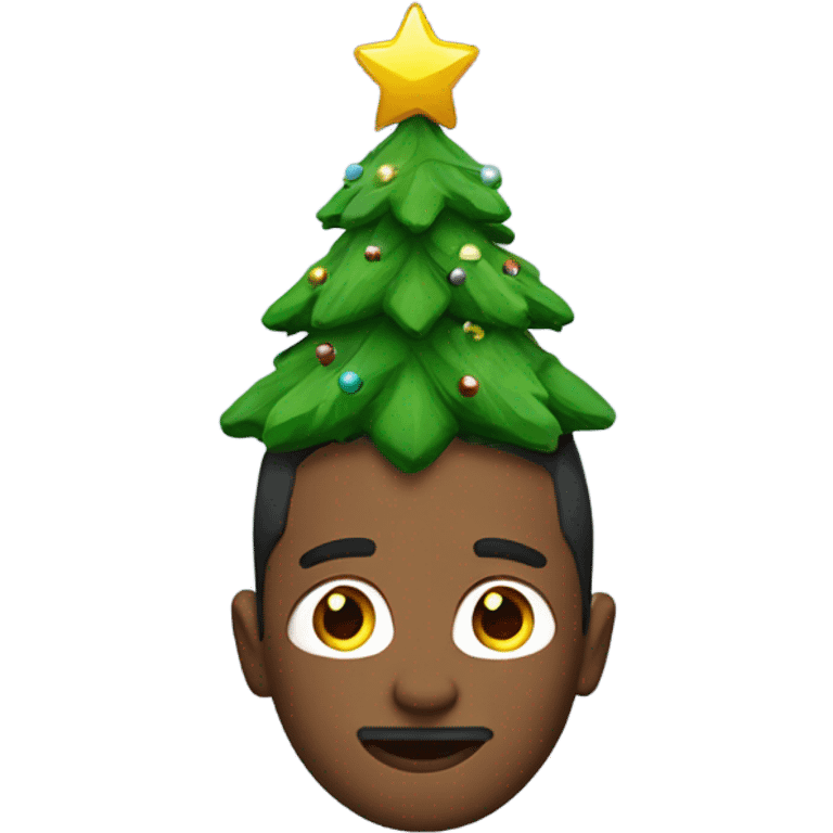 man with christmas tree on head emoji