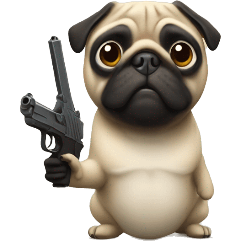 Pug with a gun emoji