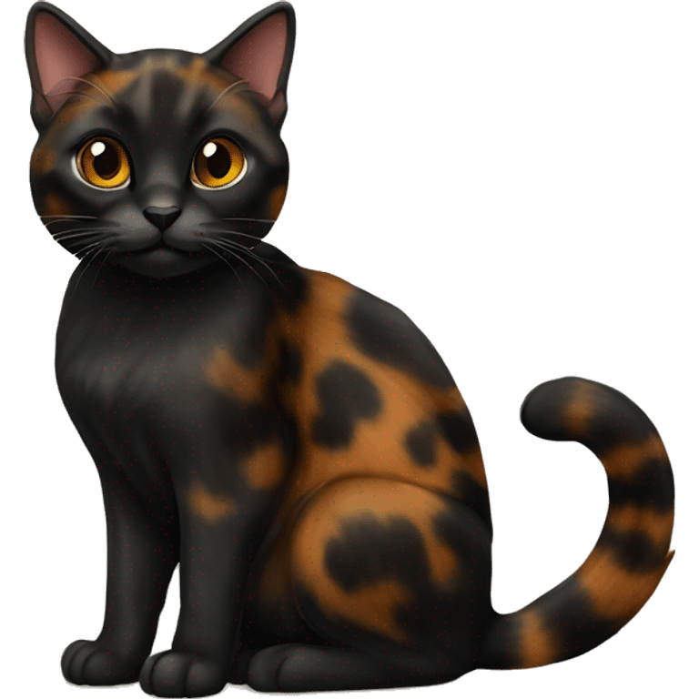 Tortoiseshell, black cat sitting down emoji