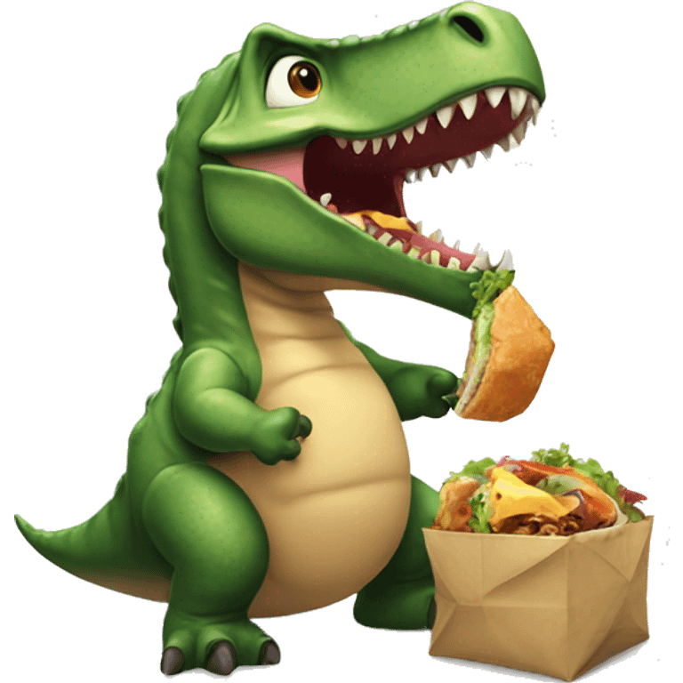 Dino eating a lunchly  emoji