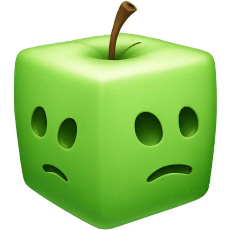 plain green Cube shaped Apple emoji