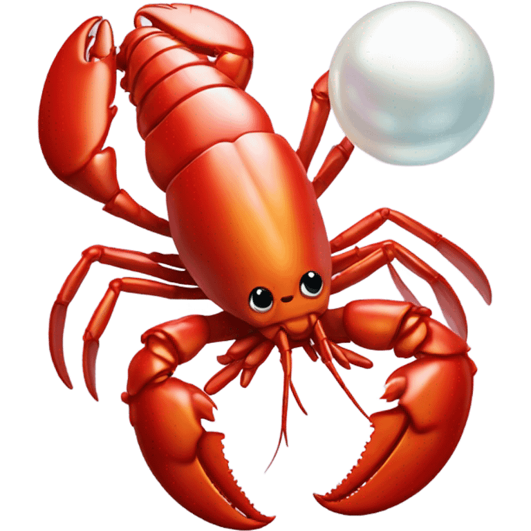 Lobster holding a shiny round pearl above head emoji