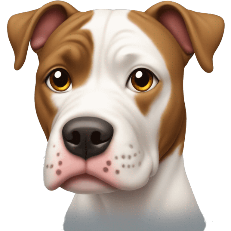 Pitt bull dog with white face and brown ears and nose  emoji