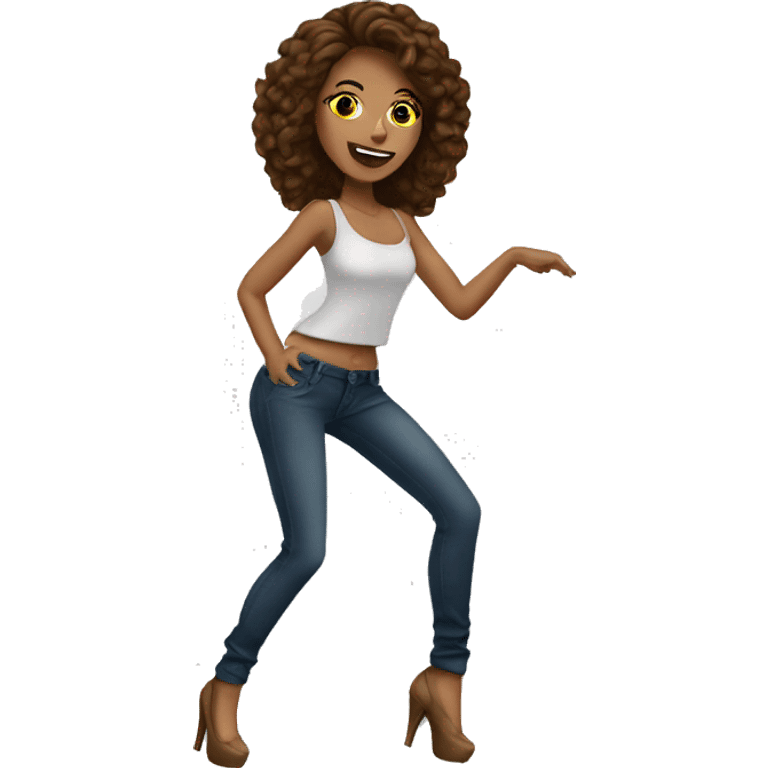 High heels dance woman brown hair emoji