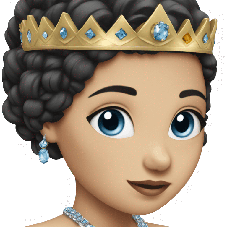 girl with black hair jewelry blue eyes and crown emoji