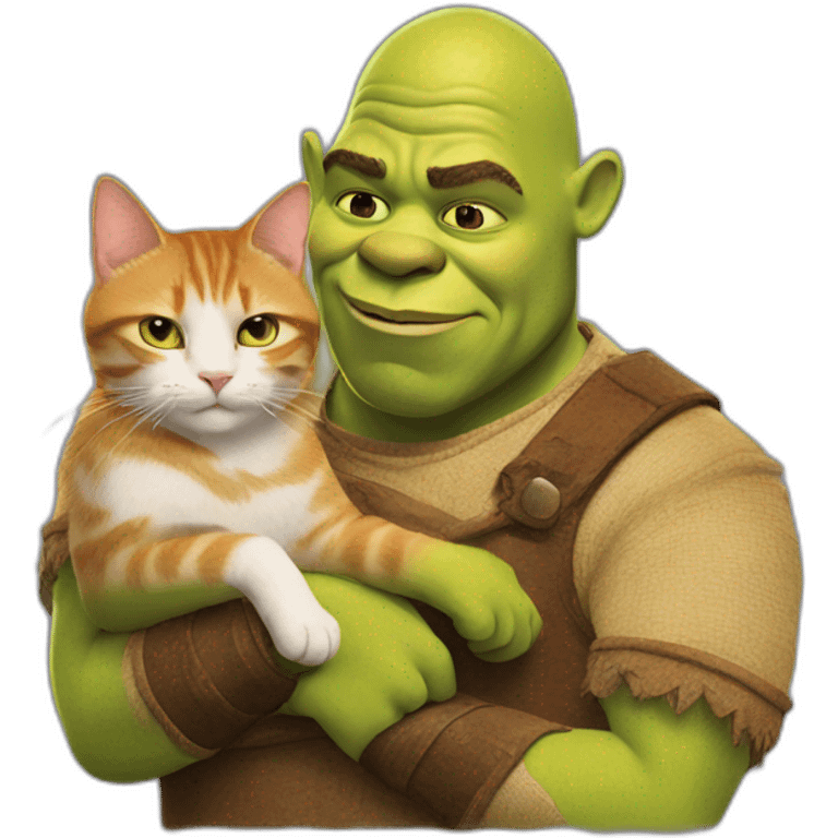 shrek holding a ginger cat emoji