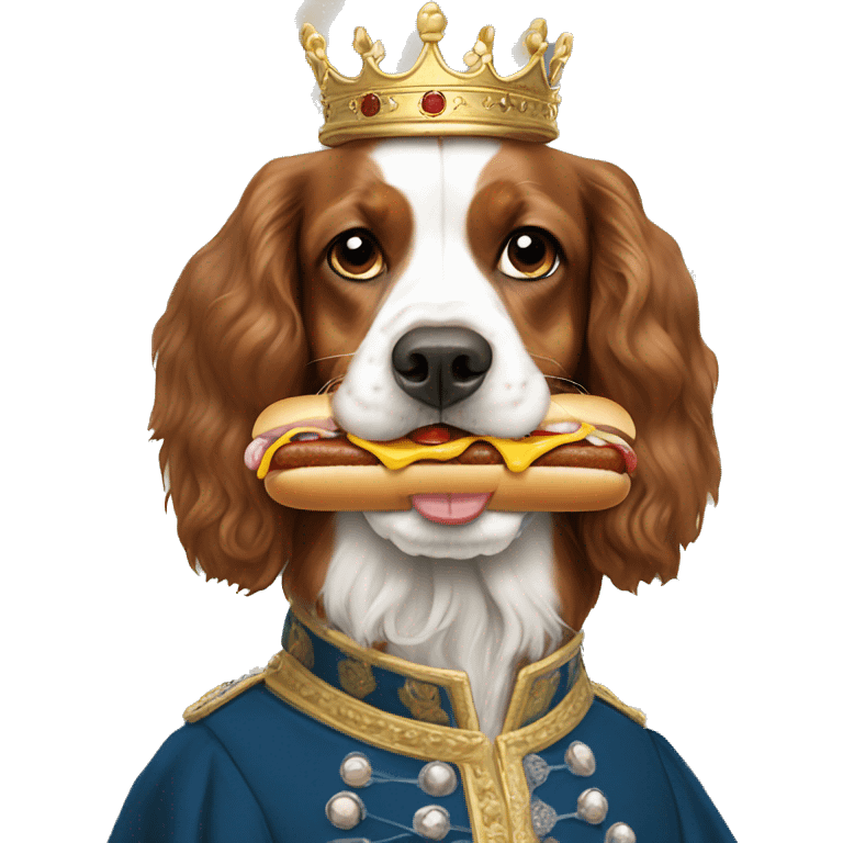 King Charles III eating a hotdog emoji