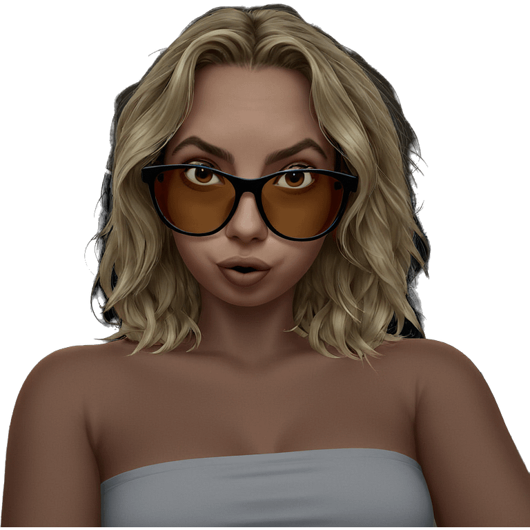 blonde girl with sunglasses emoji