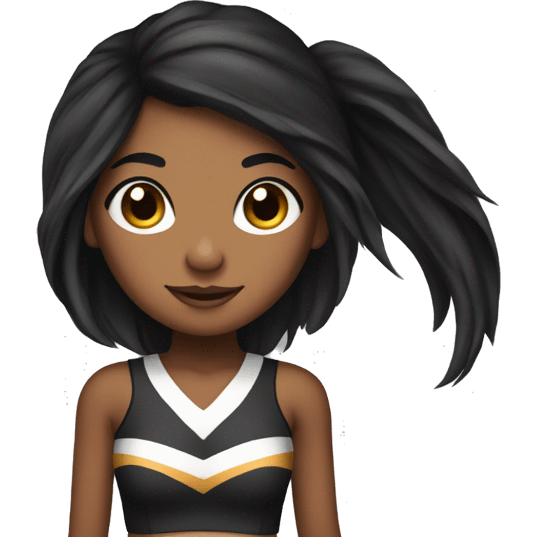 Brown skin cheerleader with very long black hair in pigtails  emoji