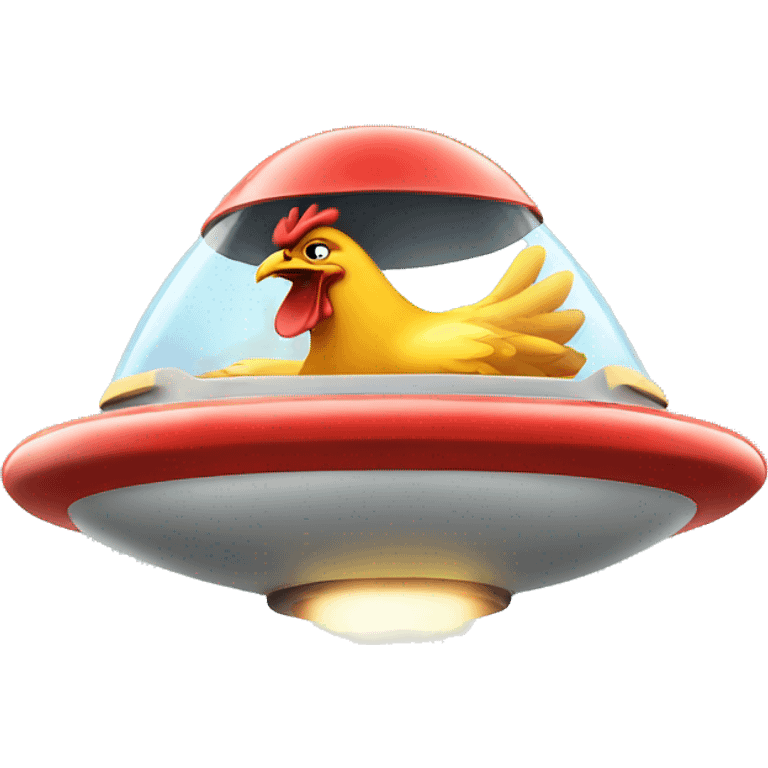 angry chicken driving in flying saucer emoji